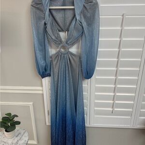 PatBO Shimmering Blue Ombre Backless Dress